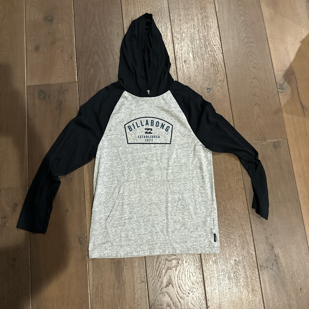 Billabong Heather Gray and Black Raglan Hoodie